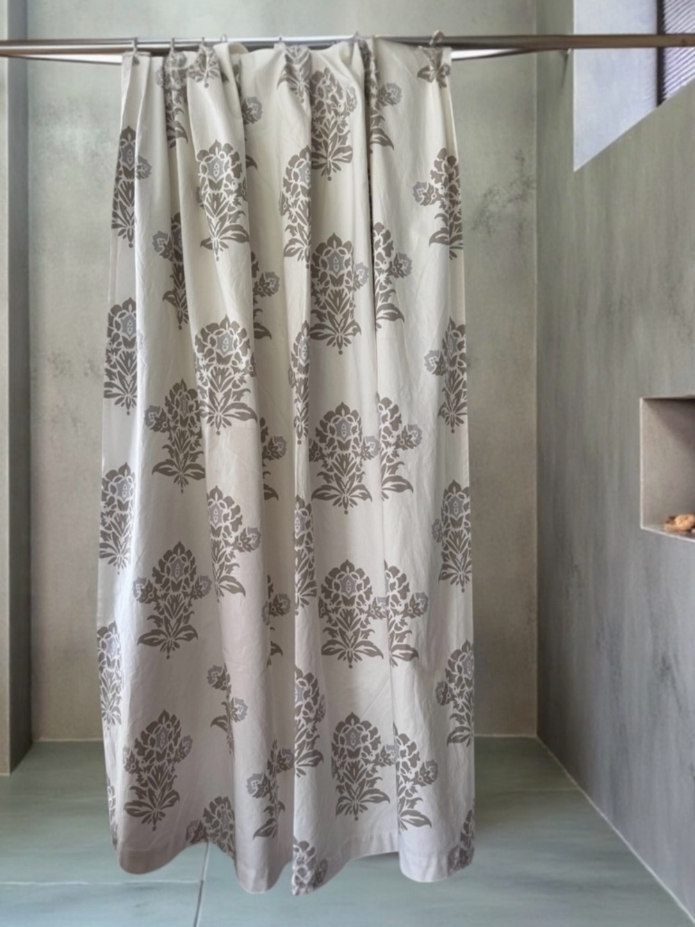 SERENA & LILY 100% Cotton Block Print Shower Curtain 72”x72” Portugal